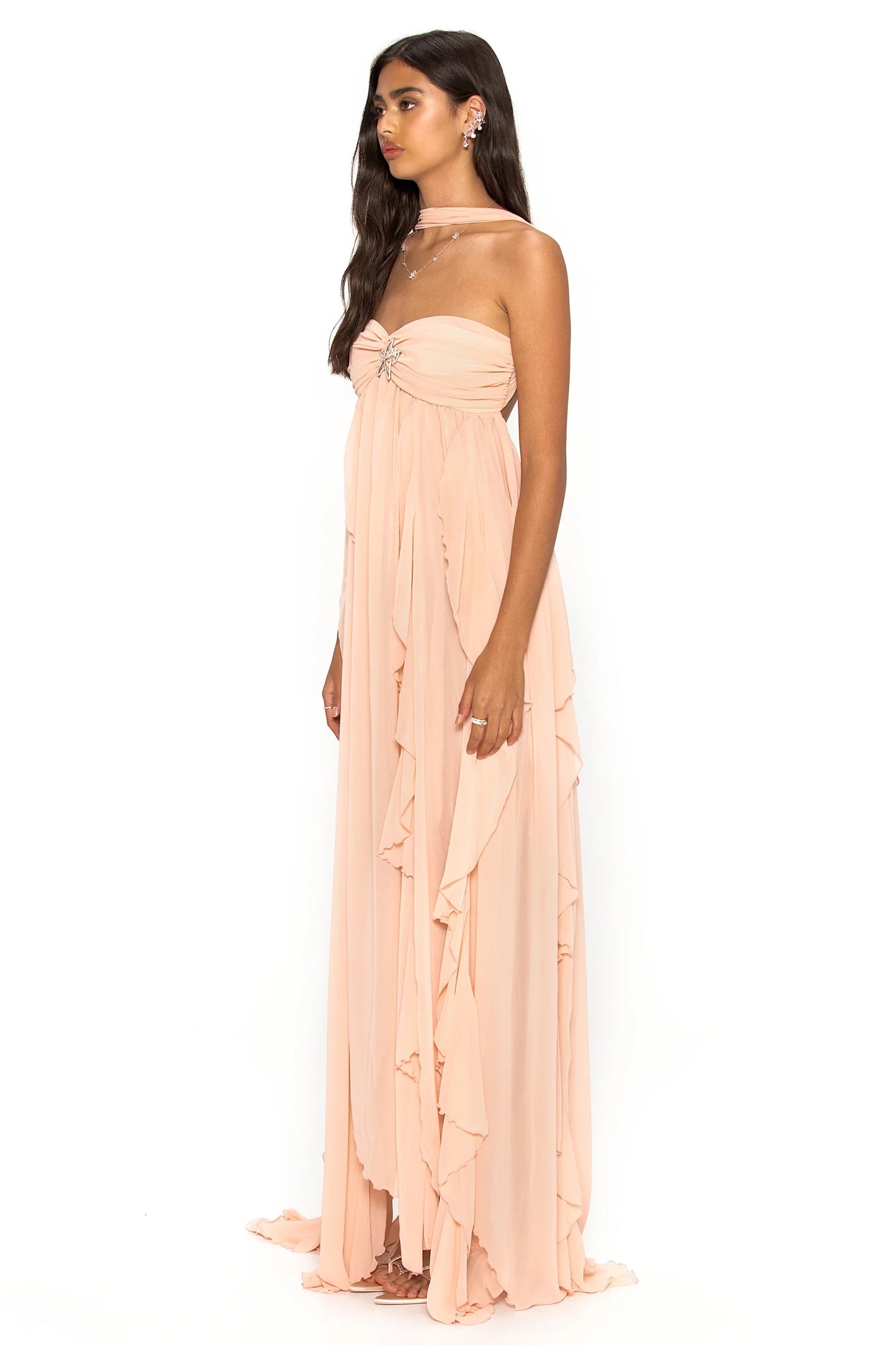 Strapless Ruffle Gown | Elegant Drape | Formal Flow