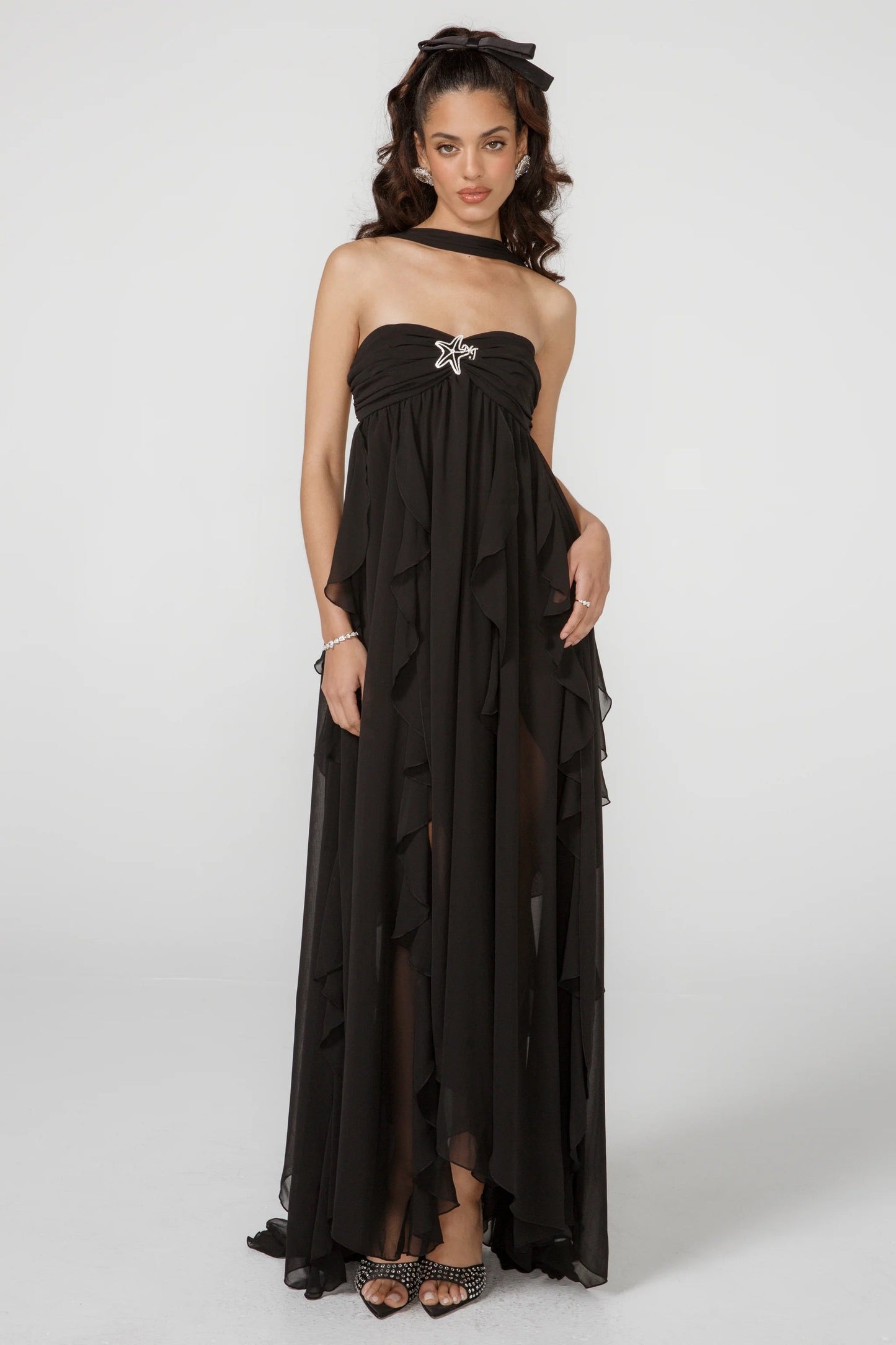Strapless Ruffle Gown | Elegant Drape | Formal Flow