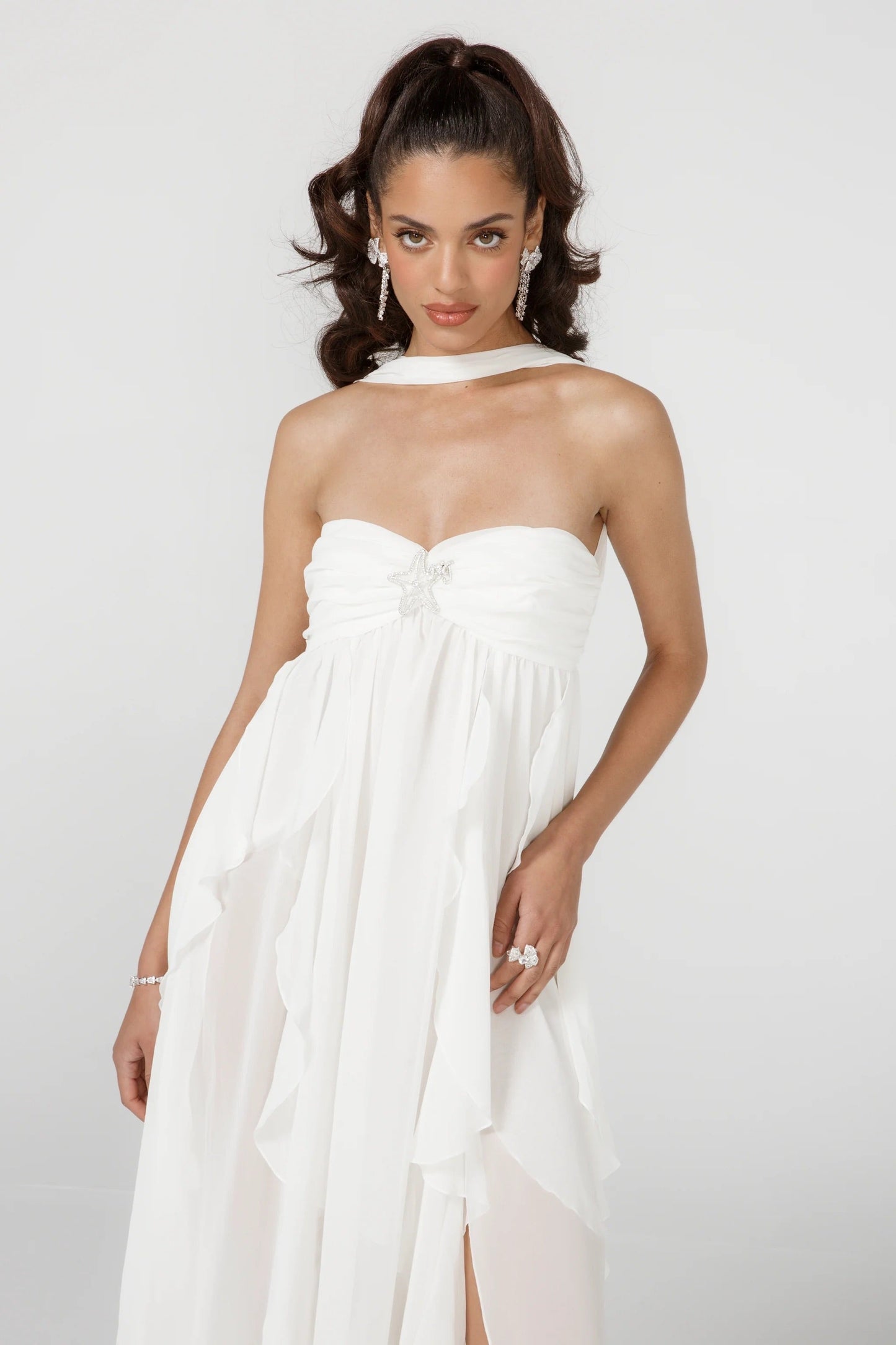 Strapless Ruffle Gown | Elegant Drape | Formal Flow