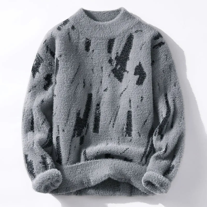 Abstract Knit Sweater | High Neck | Soft & Artistic
