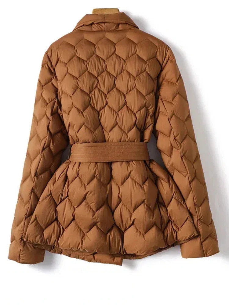 Belted Quilted Puffer Jacket | Flattering & Warm | Comfort