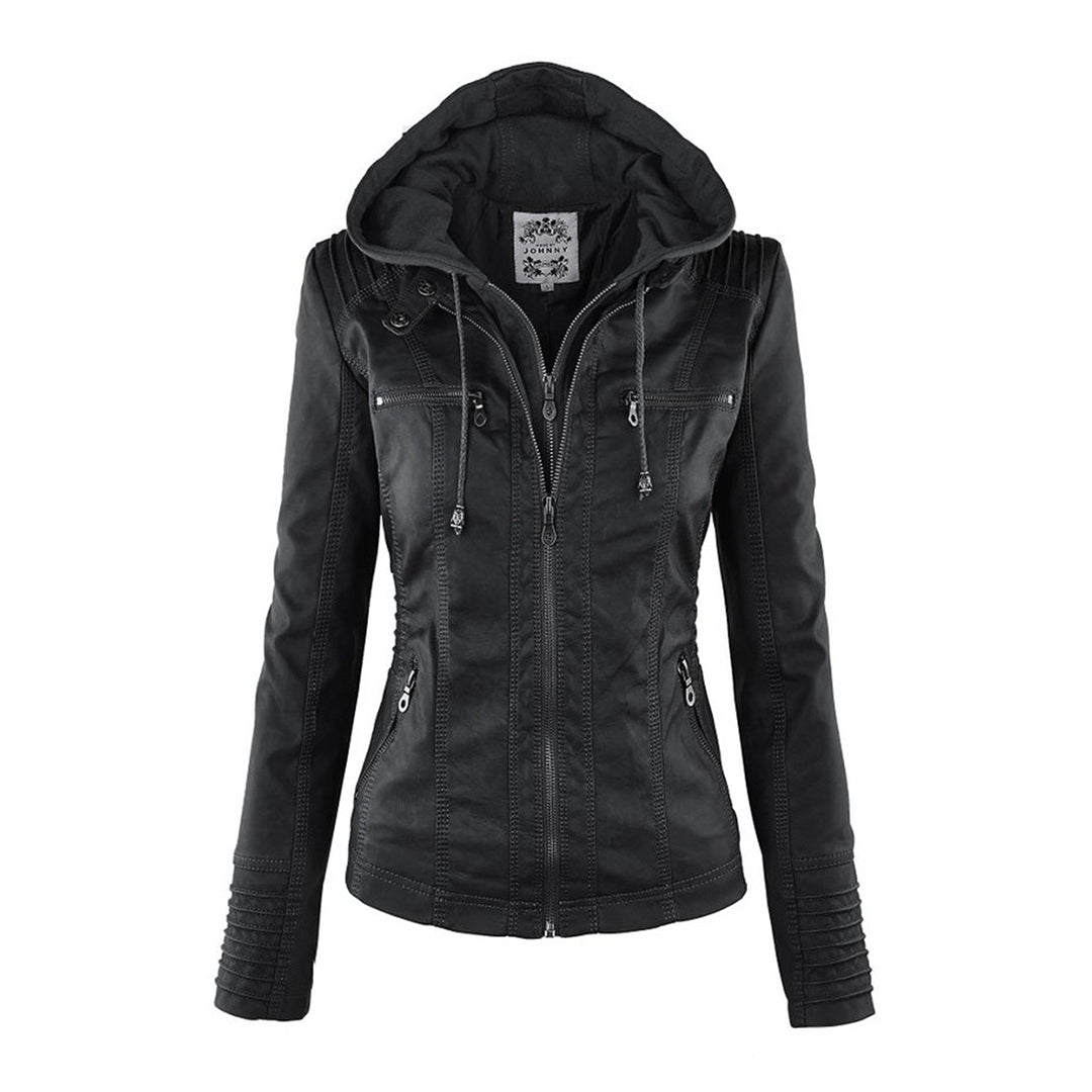 Faux Leather Hoodie Jacket | Moto-Inspired | Street-Style Layer