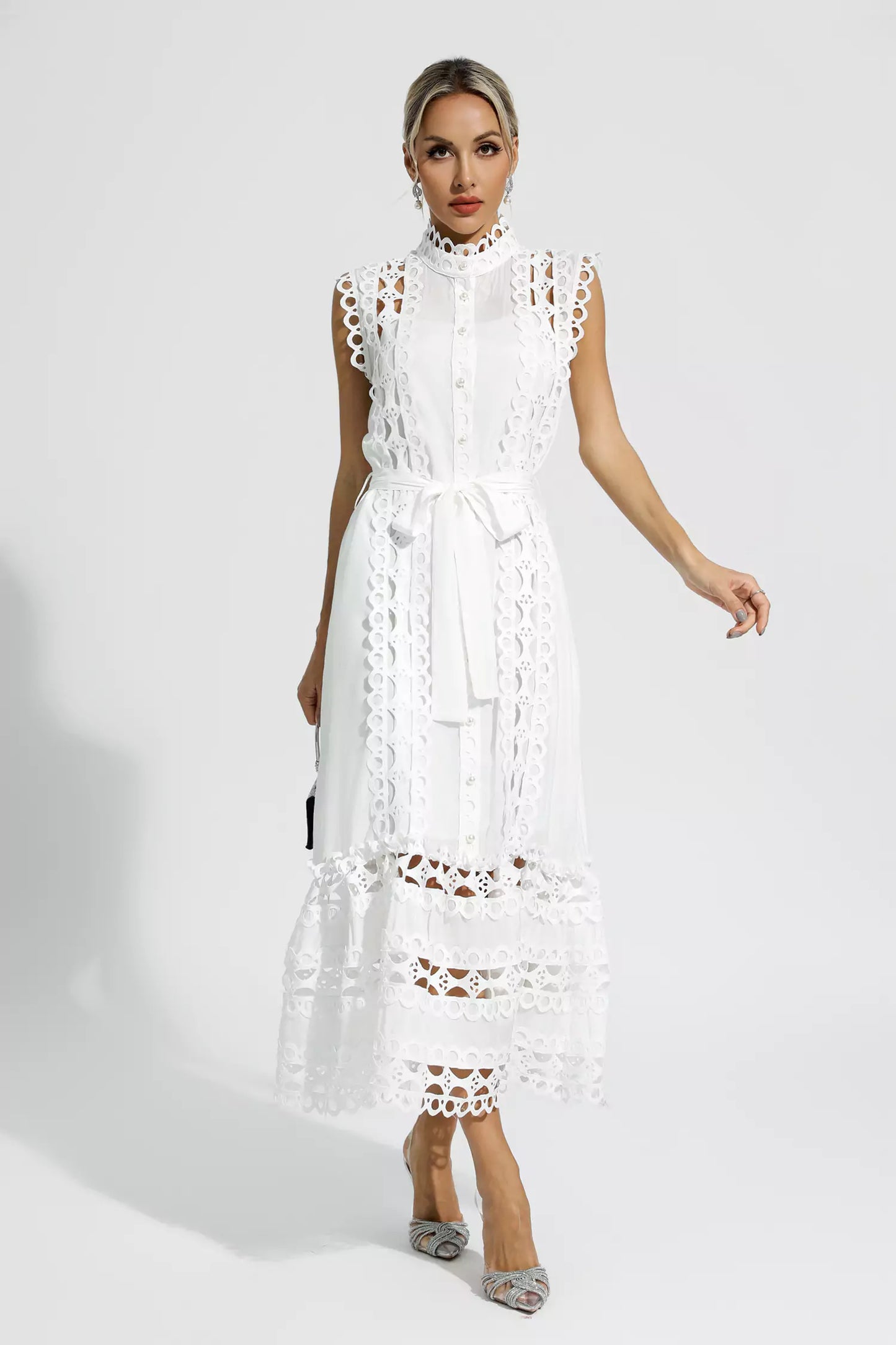 Eyelet Midi Dress | Cotton | Elegant & Feminine