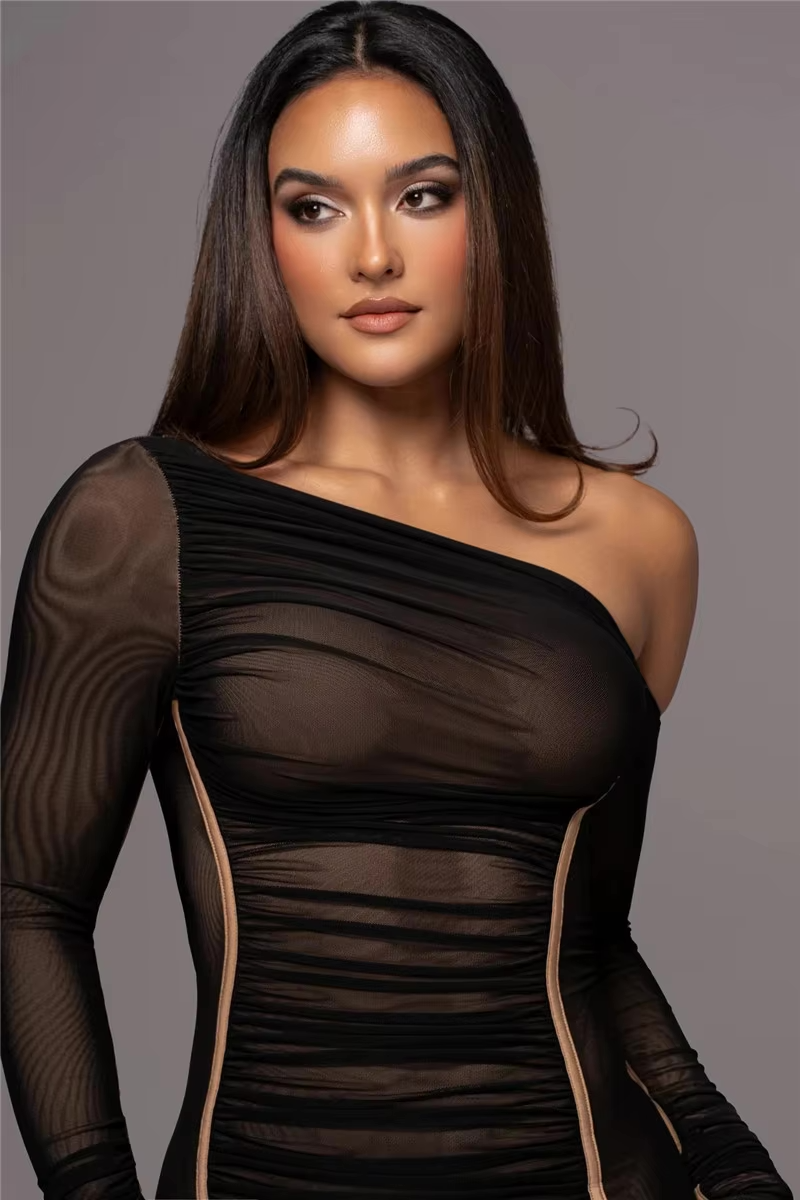 One-Shoulder Ruched Dress | Sculpting Fit | Elegant Statement