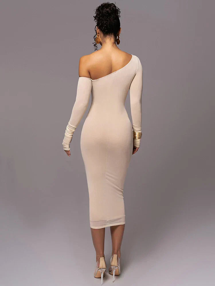 One-Shoulder Ruched Dress | Sculpting Fit | Elegant Statement