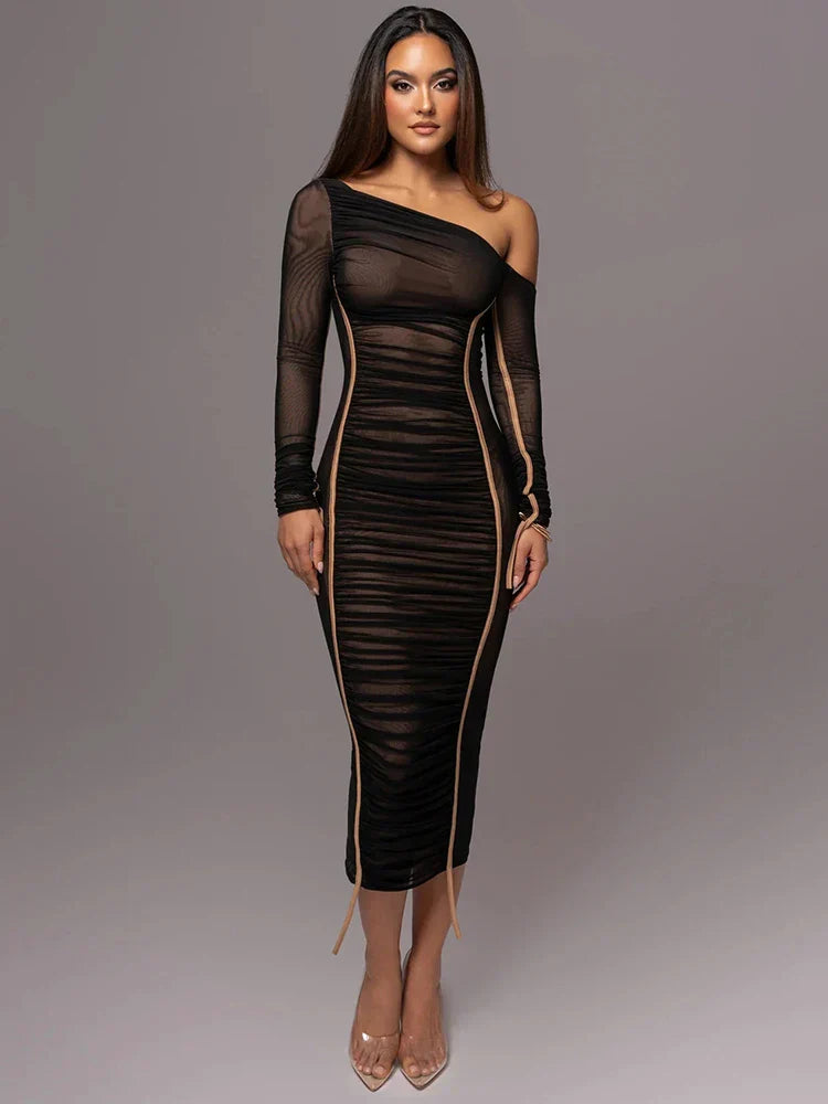 One-Shoulder Ruched Dress | Sculpting Fit | Elegant Statement