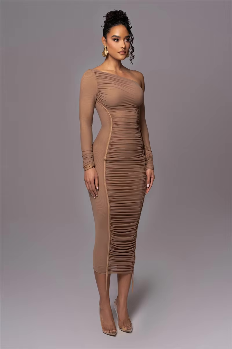 One-Shoulder Ruched Dress | Sculpting Fit | Elegant Statement