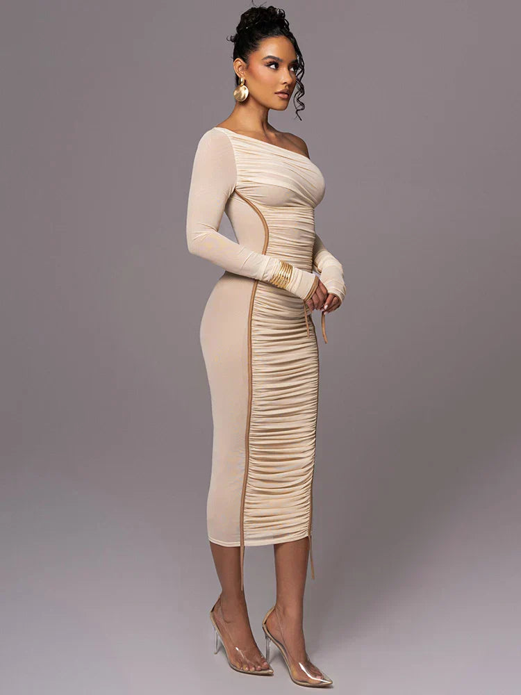One-Shoulder Ruched Dress | Sculpting Fit | Elegant Statement