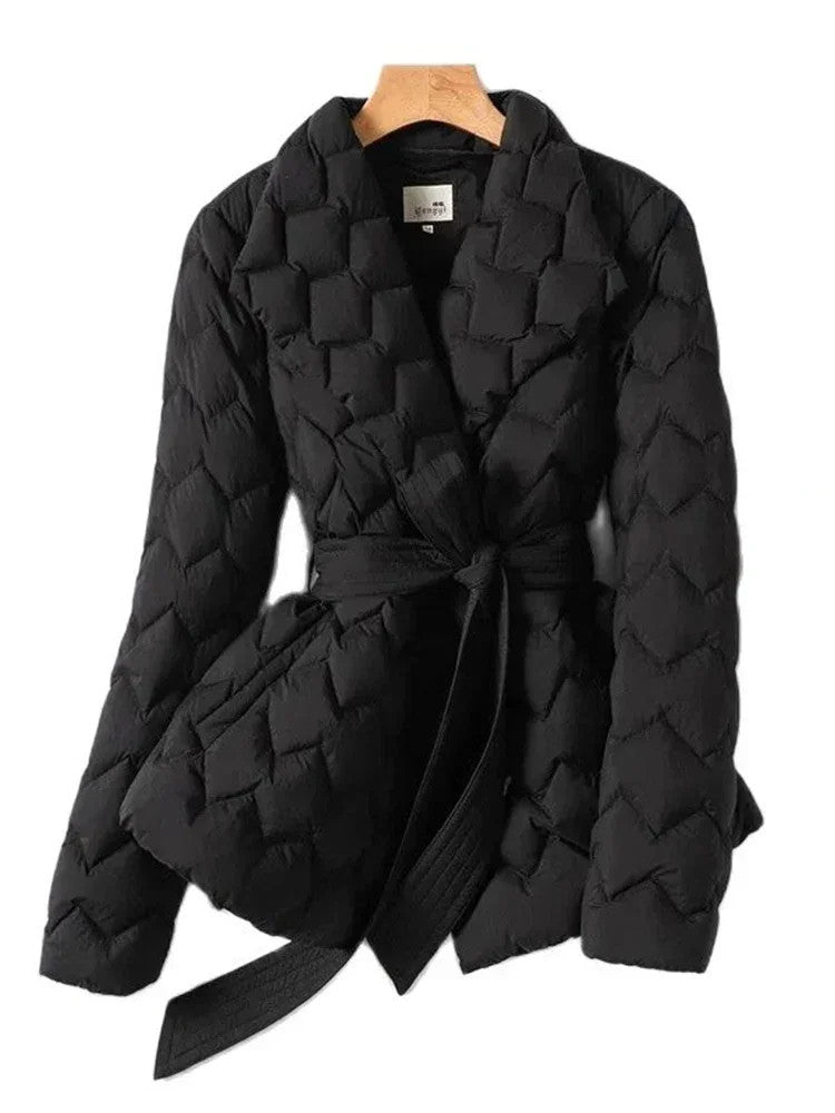 Belted Quilted Puffer Jacket | Flattering & Warm | Comfort
