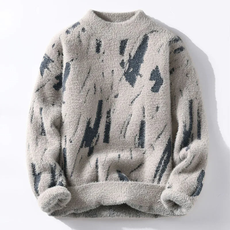 Abstract Knit Sweater | High Neck | Soft & Artistic