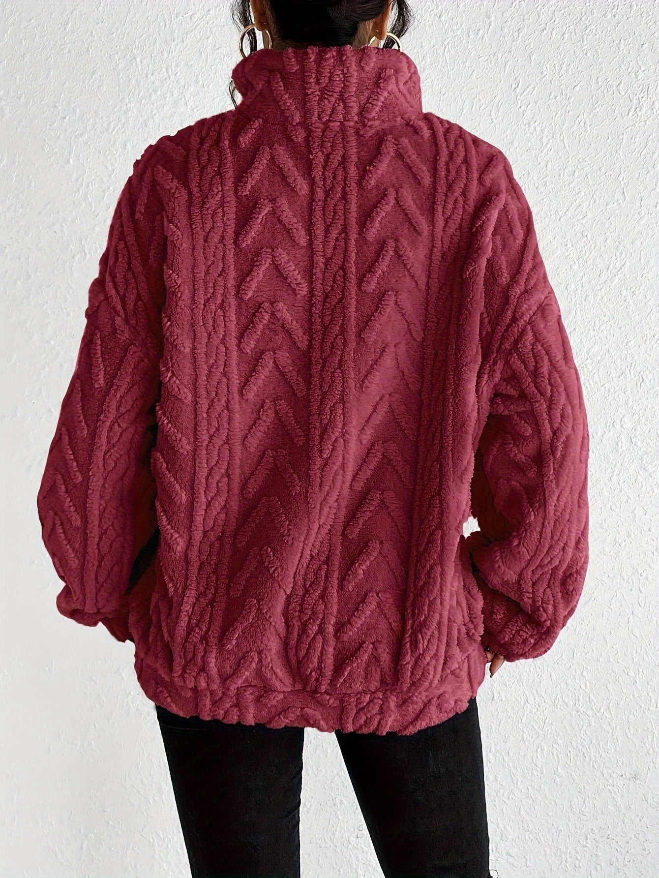 Chevron Fleece Pullover | Cozy Fit | Half-Zip Casual Essential