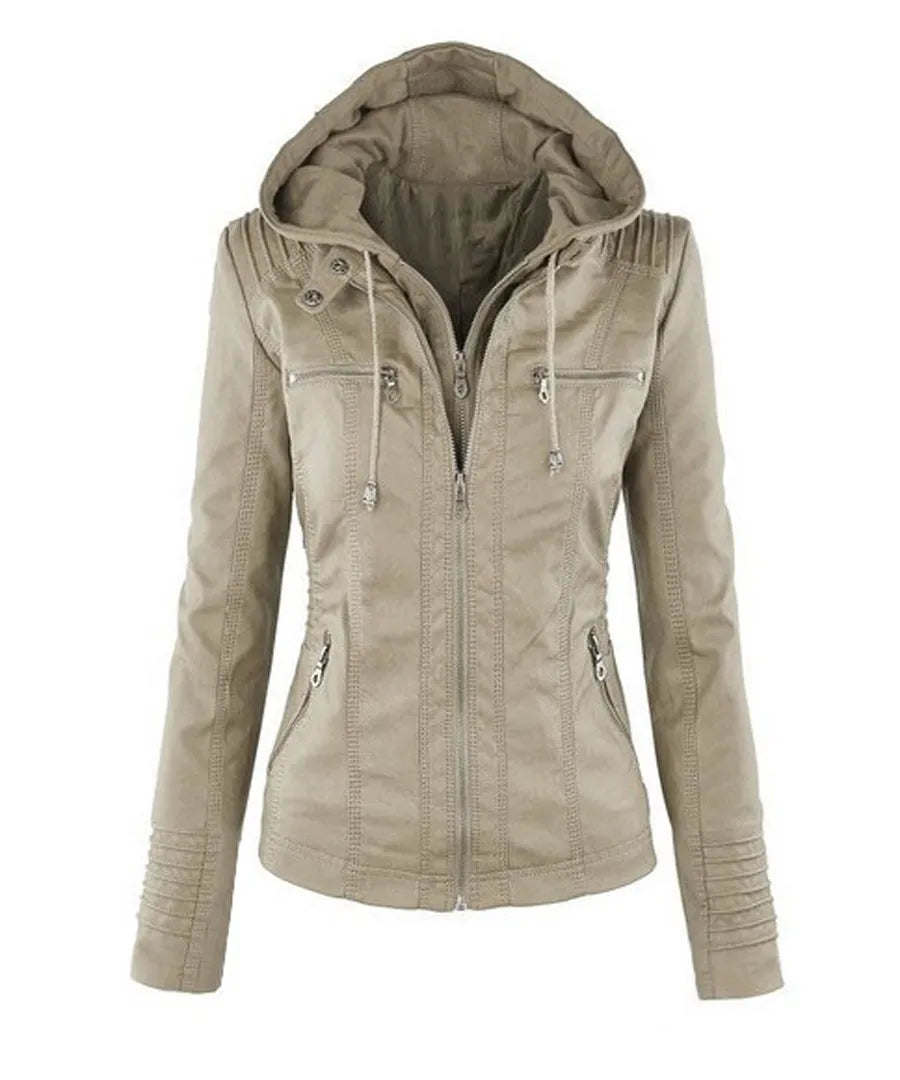 Faux Leather Hoodie Jacket | Moto-Inspired | Street-Style Layer