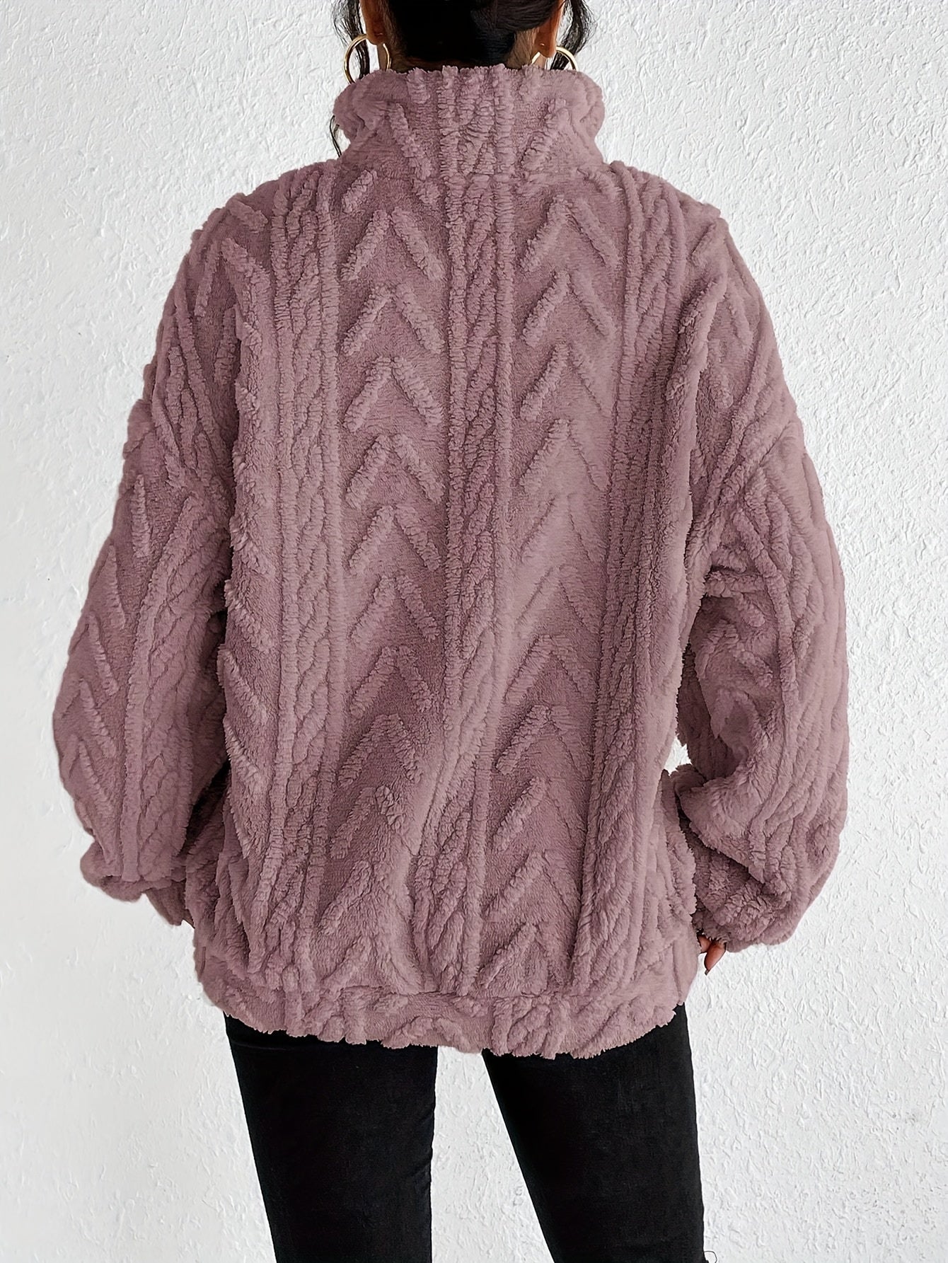 Chevron Fleece Pullover | Cozy Fit | Half-Zip Casual Essential