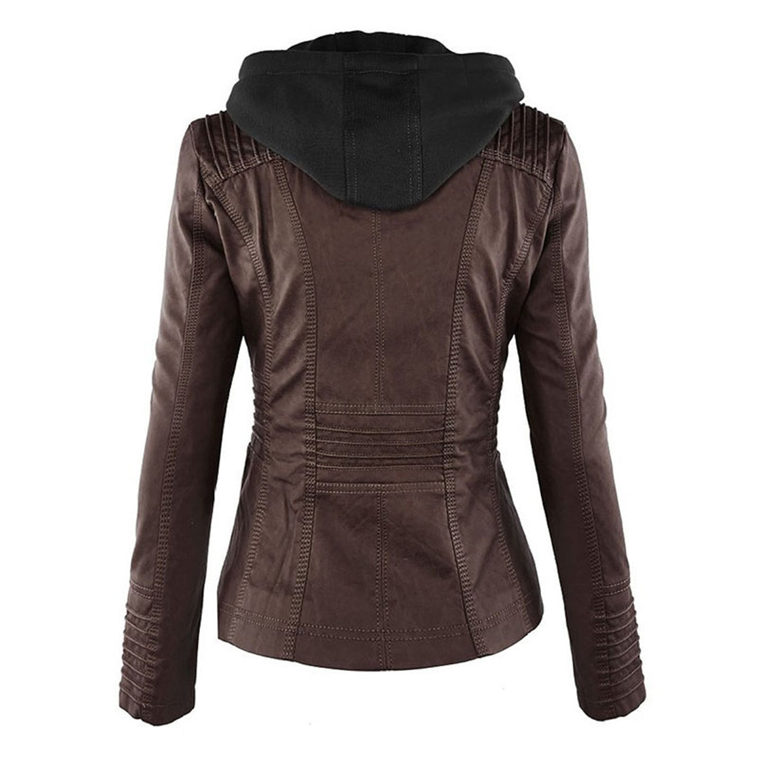 Faux Leather Hoodie Jacket | Moto-Inspired | Street-Style Layer