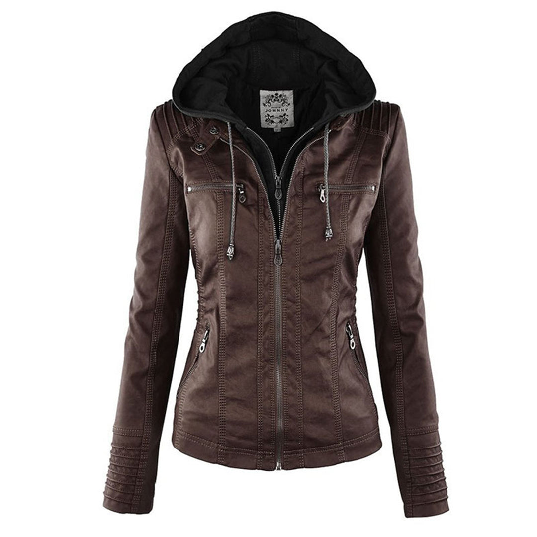 Faux Leather Hoodie Jacket | Moto-Inspired | Street-Style Layer