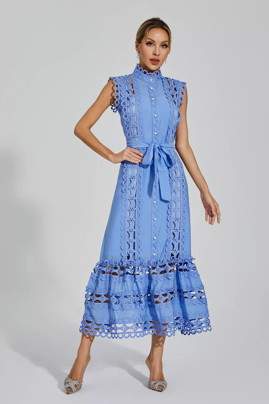 Eyelet Midi Dress | Cotton | Elegant & Feminine