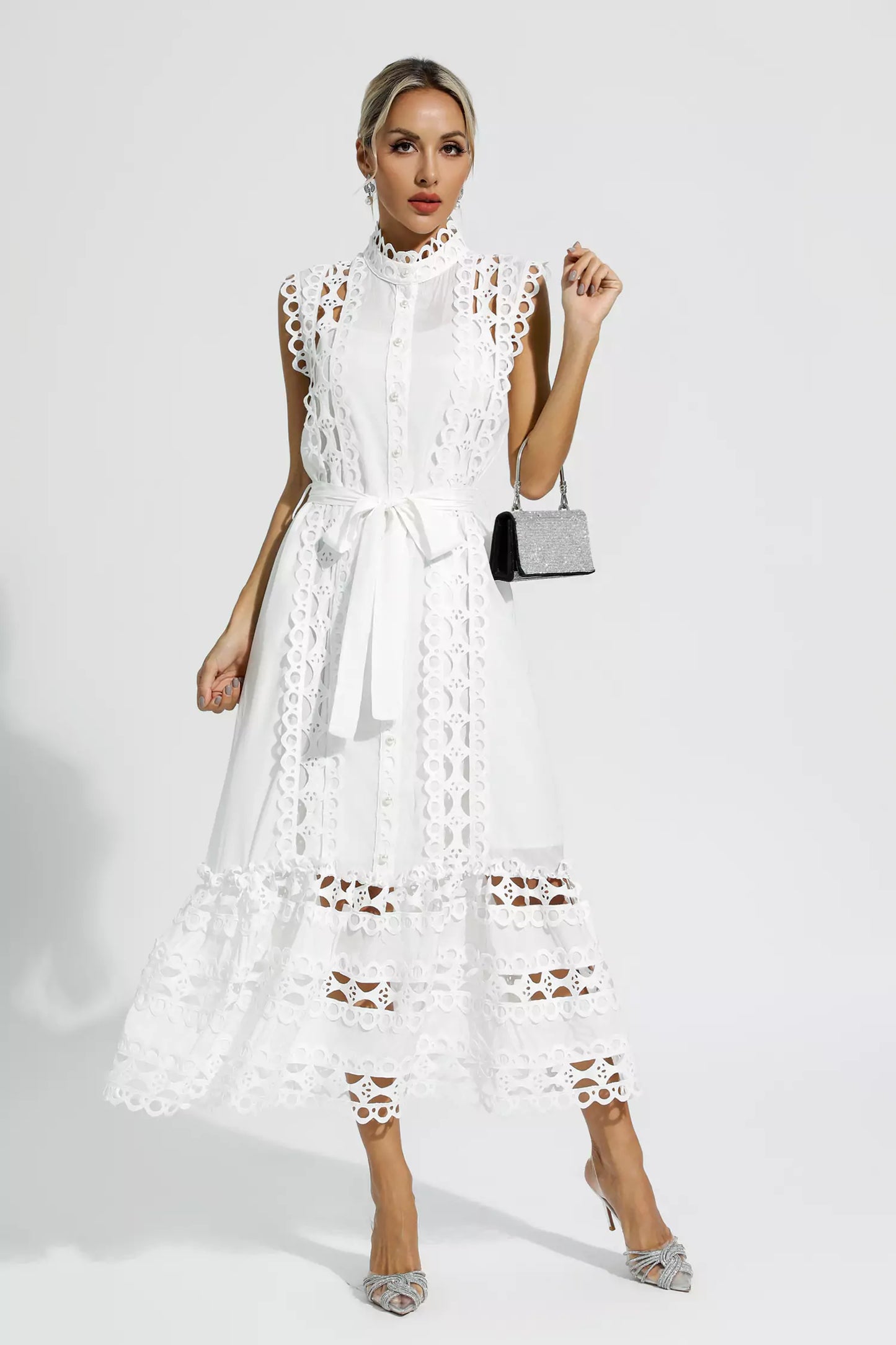 Eyelet Midi Dress | Cotton | Elegant & Feminine