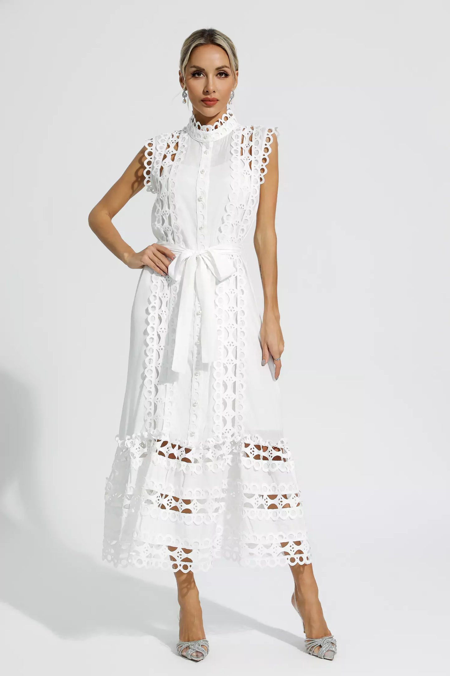 Eyelet Midi Dress | Cotton | Elegant & Feminine