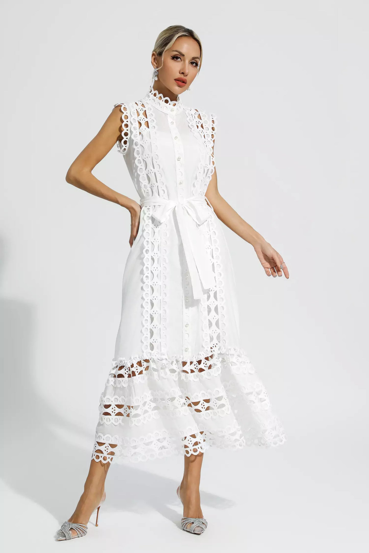 Eyelet Midi Dress | Cotton | Elegant & Feminine