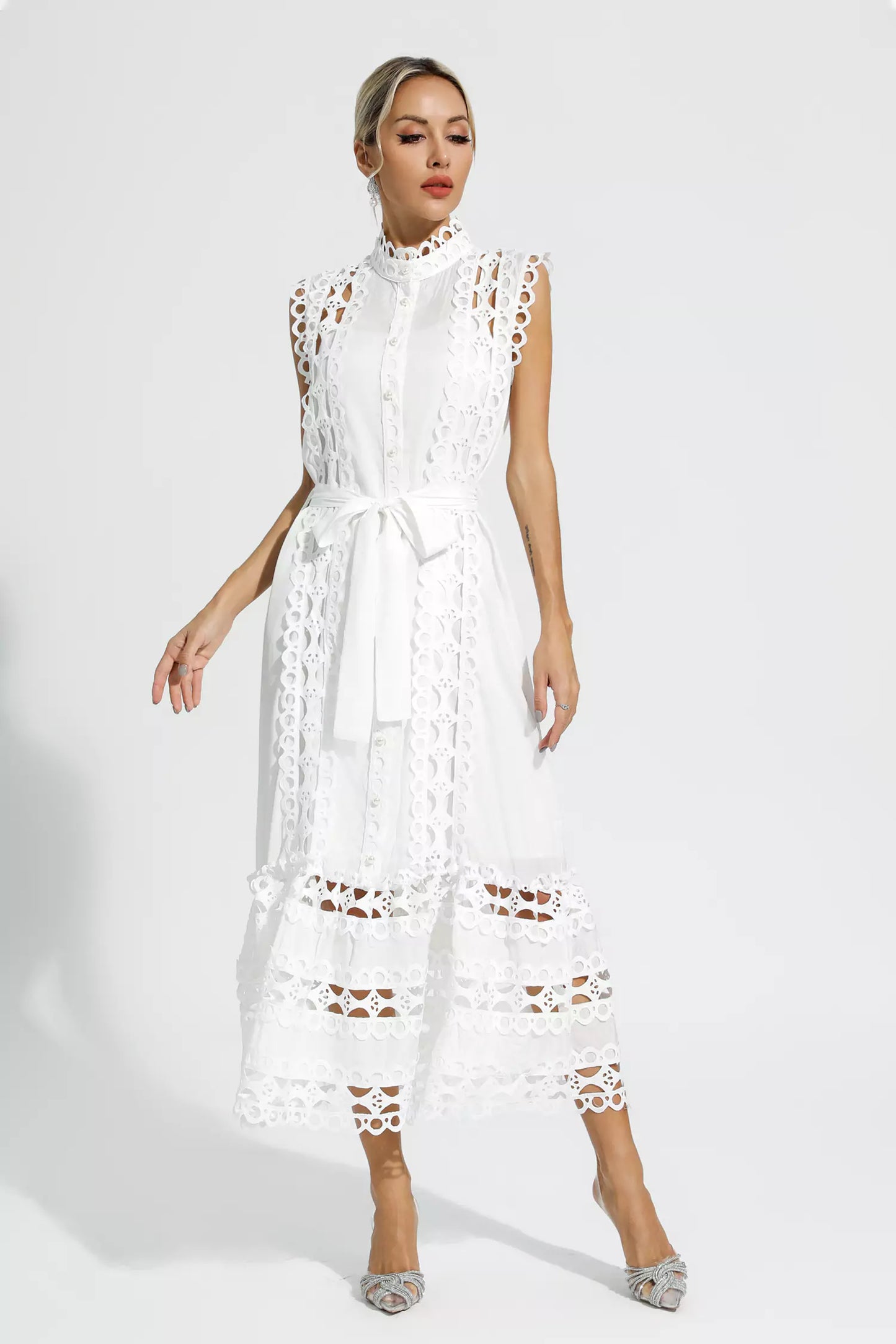 Eyelet Midi Dress | Cotton | Elegant & Feminine