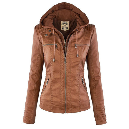 Faux Leather Hoodie Jacket | Moto-Inspired | Street-Style Layer