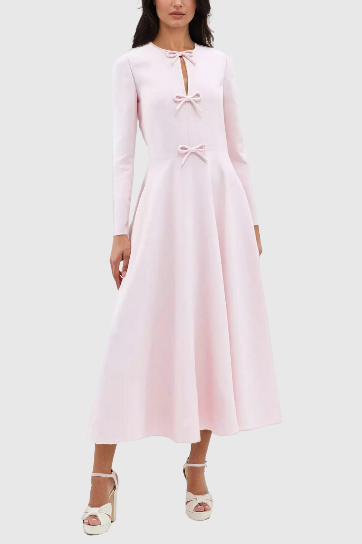 Bow Detail Midi Dress | Long Sleeve | Feminine & Elegant
