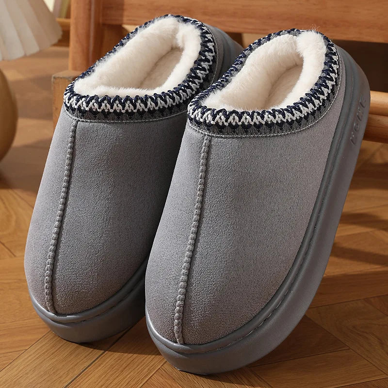 Fleece-Lined Embroidered Slippers | Cozy Comfort | Warm and Stylish