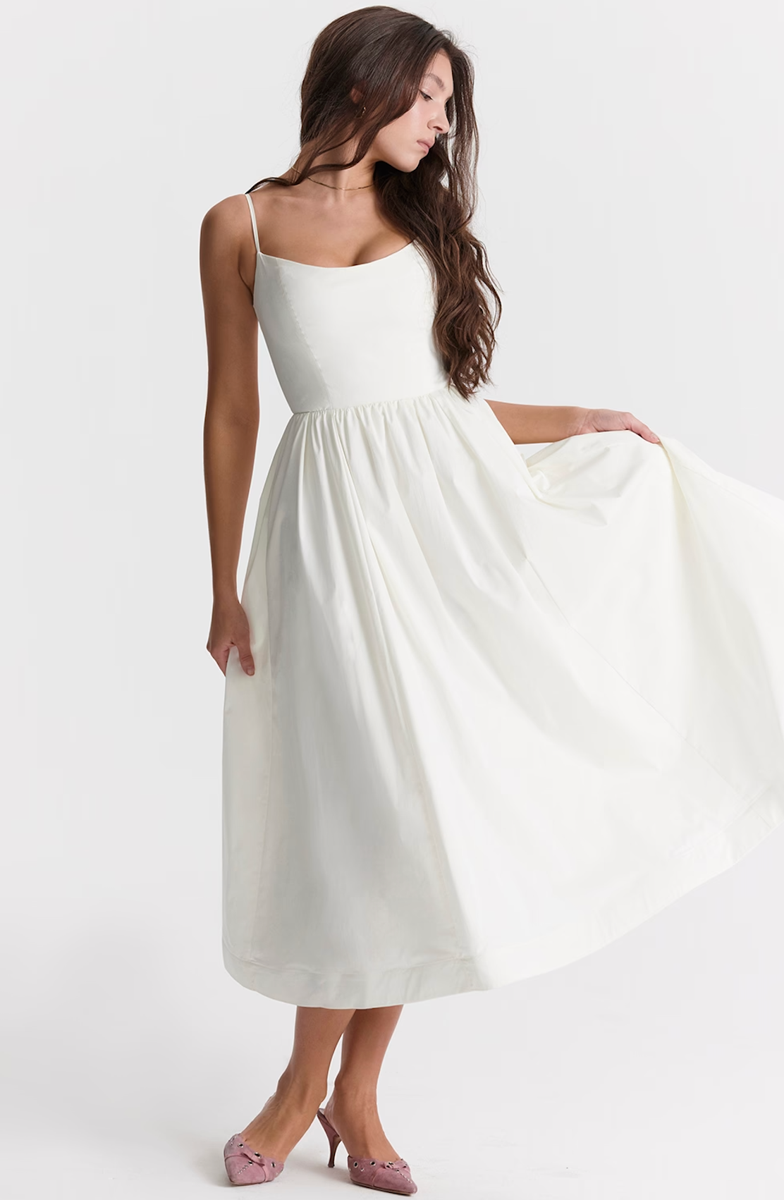 Elegant Cotton Midi Dress | Timeless Summer Style | Lightweight and Romantic