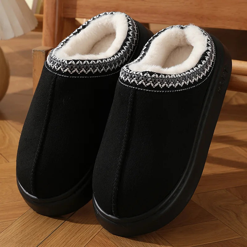 Fleece-Lined Embroidered Slippers | Cozy Comfort | Warm and Stylish
