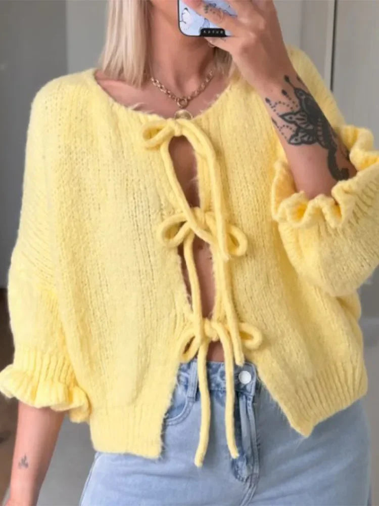 Bow Tie Knit Cardigan | Playful Layers | Cozy and Chic