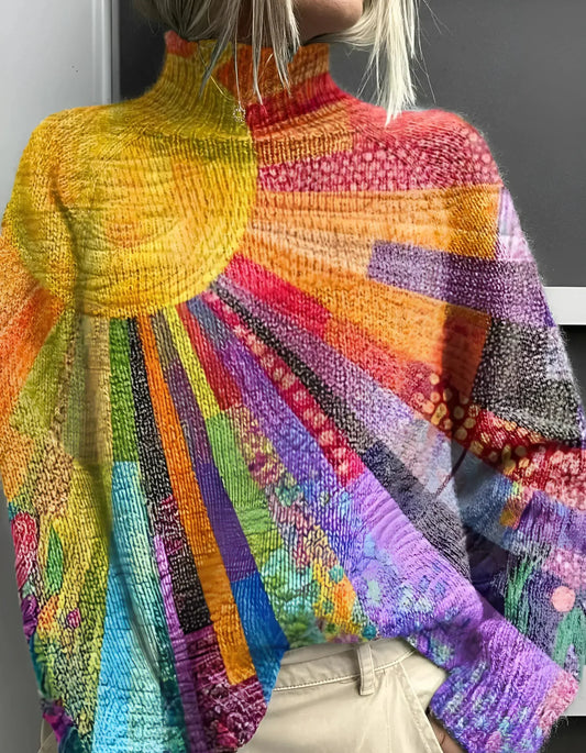 Abstract Knit Sweater | Artistic Patchwork | Cozy Statement Style