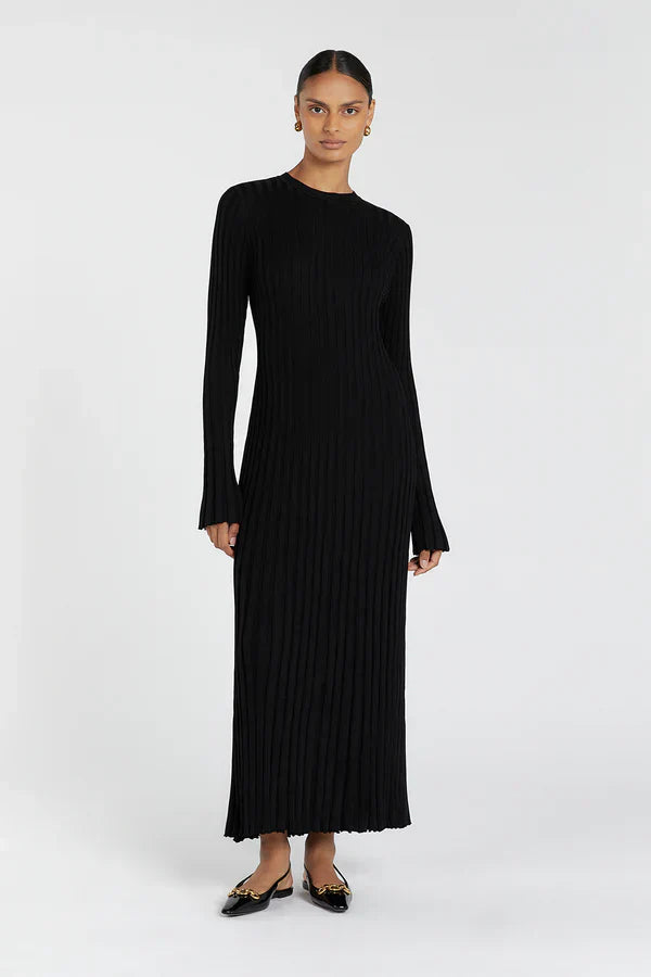 Ribbed Knit Maxi Dress | Long Sleeve | Sleek & Minimal