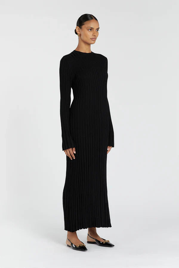 Ribbed Knit Maxi Dress | Long Sleeve | Sleek & Minimal