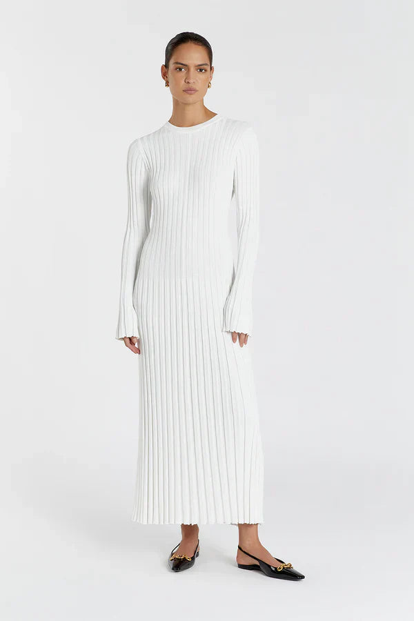 Ribbed Knit Maxi Dress | Long Sleeve | Sleek & Minimal
