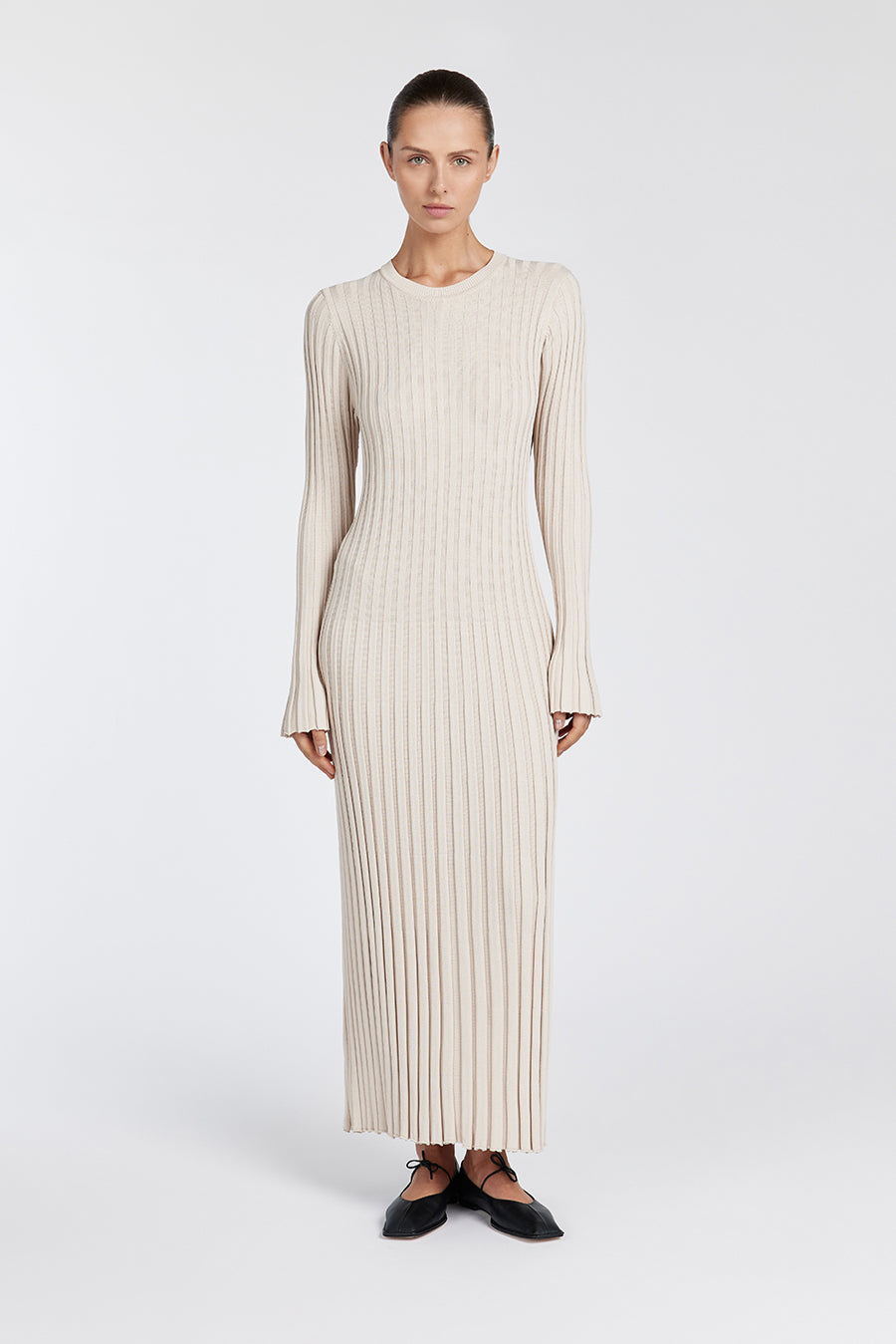 Ribbed Knit Maxi Dress | Long Sleeve | Sleek & Minimal