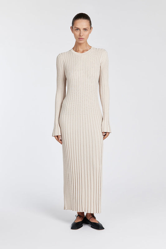 Ribbed Knit Maxi Dress | Long Sleeve | Sleek & Minimal