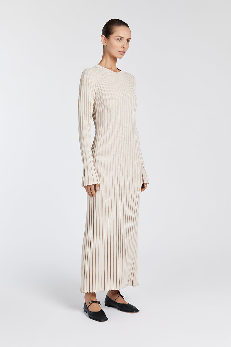 Ribbed Knit Maxi Dress | Long Sleeve | Sleek & Minimal