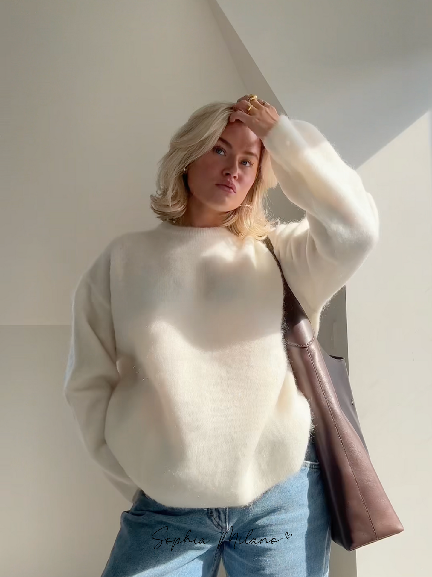 Fluffy White Sweater | Minimalist Knit | Soft & Cozy