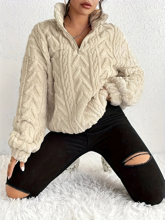 Chevron Fleece Pullover | Cozy Fit | Half-Zip Casual Essential