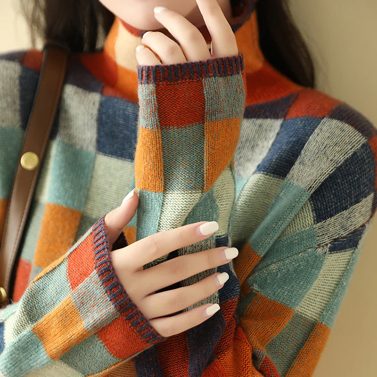 Checkered Knit Sweater | Retro Vibes | Cozy & Bold