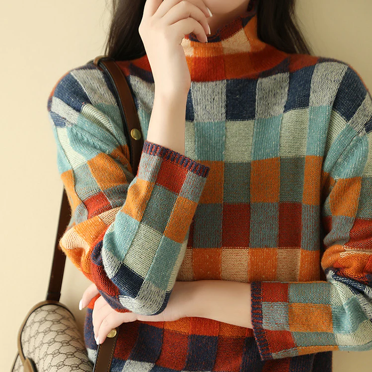Checkered Knit Sweater | Retro Vibes | Cozy & Bold