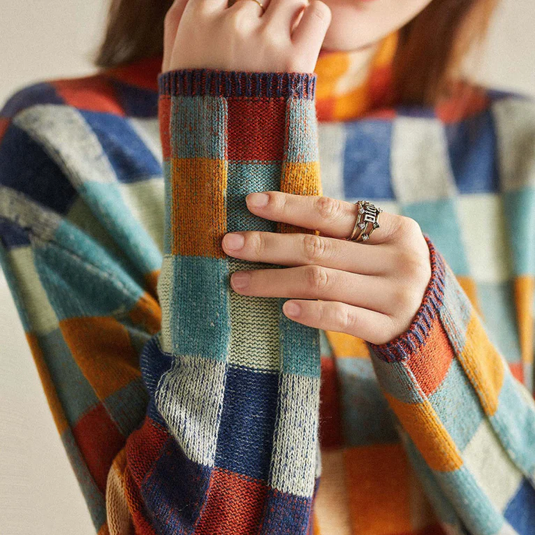 Checkered Knit Sweater | Retro Vibes | Cozy & Bold