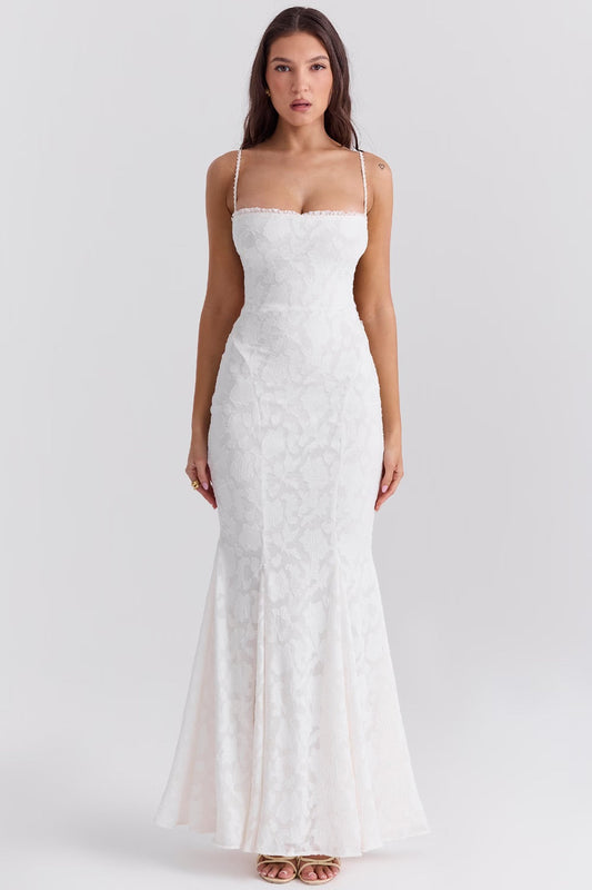 Lace Mermaid Gown | Spaghetti Strap | Elegant & Fitted