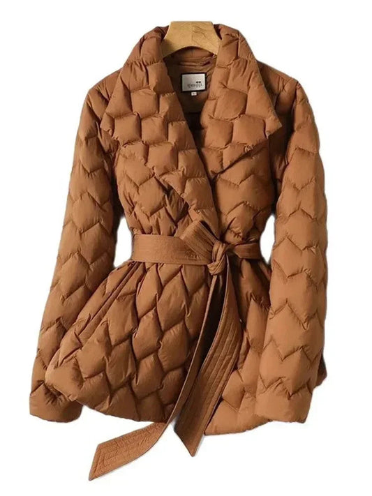 Belted Quilted Puffer Jacket | Flattering & Warm | Comfort