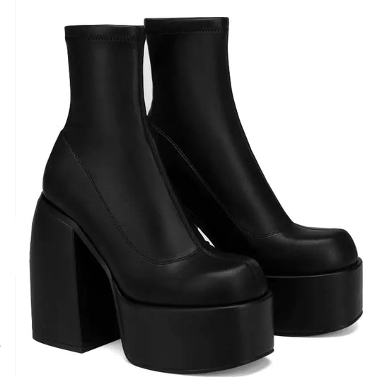 Platform Block Heel Boots | Sock Fit | Bold & Elevated