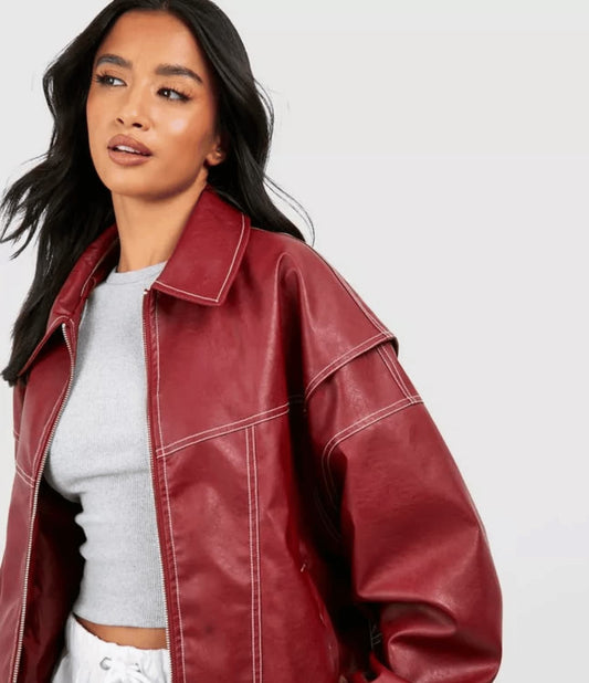 Oversized Faux Leather Jacket | Street-Style Edge | Bold & Cool