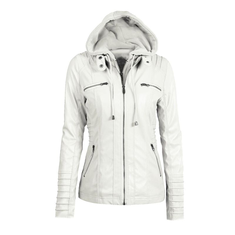 Faux Leather Hoodie Jacket | Moto-Inspired | Street-Style Layer